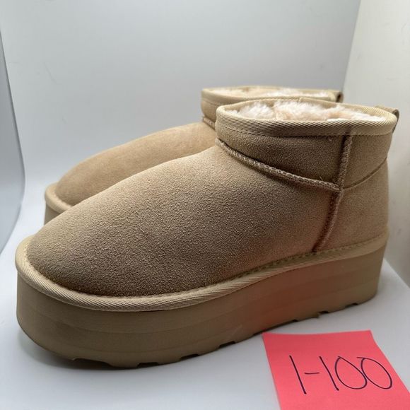 CUSHIONAIRE Women's Genuine Suede pull platform boot +Memory Foam 8.5 SAND - Picture 3 of 7